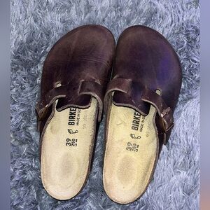 brown boston birkenstock clogs size 39